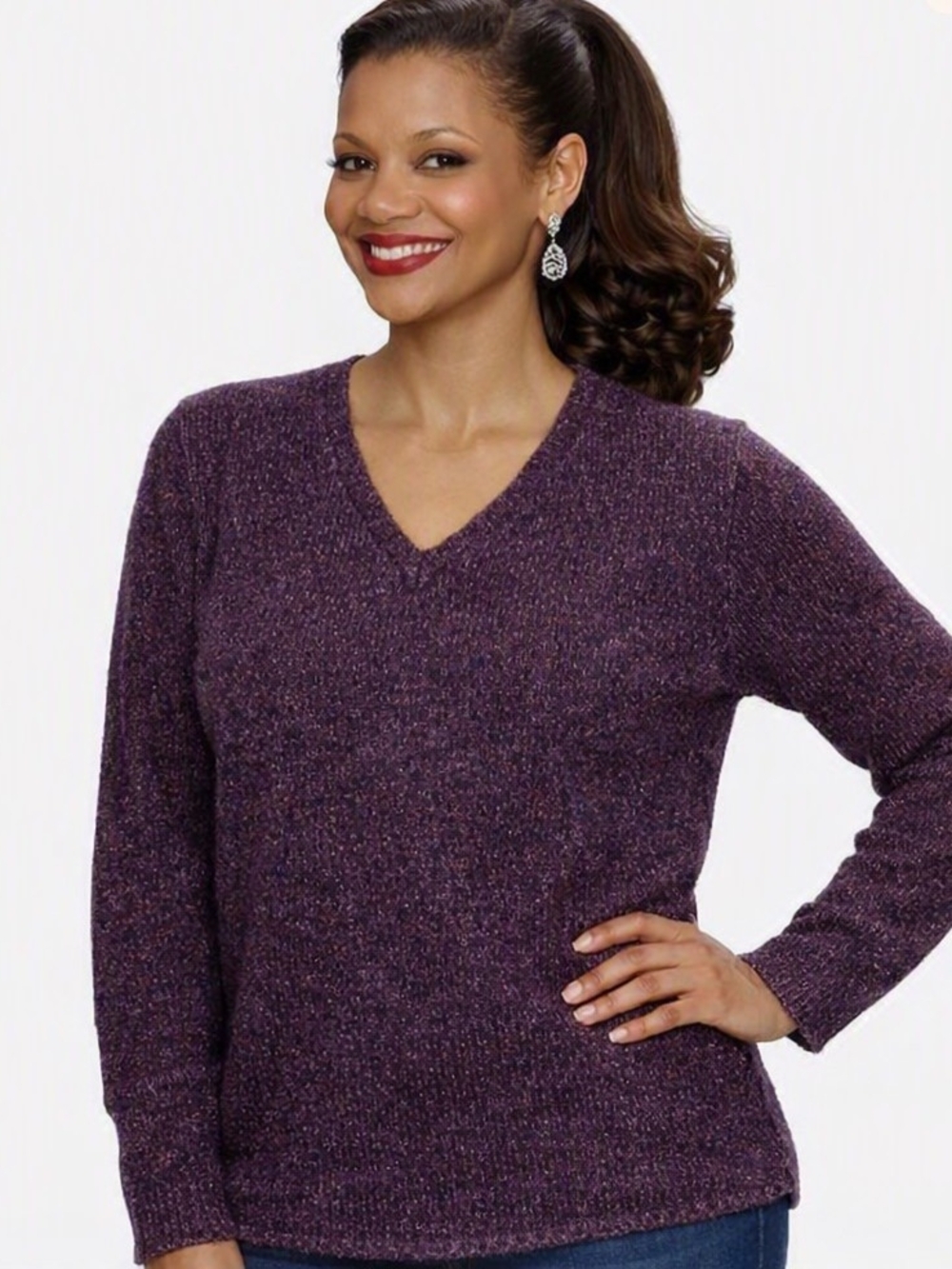 Classic V-Neck Purple Women’s Sweater
